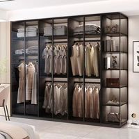 Armoire de toilette en bois massif armoire dressing dans le placard meubles de chambre à coucher pour vêtements avec portes en verre