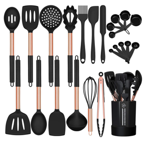 24pcs Food Grade Silicone Heat Resistant Cooking Tool Spoon Whisk Turner Non-stick Kitchen Utensils set