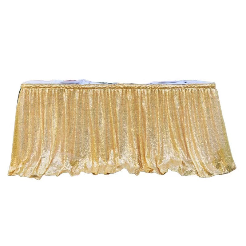 Efavormart Wonderland Rosette Table Skirt – 30" Height Gold Satin Rose Trim For Weddings & Parties - View #4