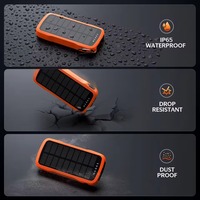 Batterie externe solaire 20000mAh avec câble Type-C, batterie externe portable, lumière LED étanche, batteries externes solaires