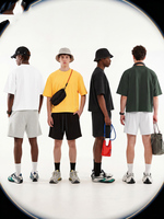 Kaos Oblong Lengan Pendek Musim Panas Kualitas Tinggi Grosir, Model Drop Shoulder Longgar, Warna Solid, Gaya Kasual Amerika