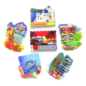 Custom 3D Acrylic Fridge <strong>Magnet</strong> Souvenir Laser Cut Custom Shape 3D Effect Clear Multi-Layer Travel Magnetic Sticker - Product Image 1