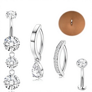 Chriscoco 14G <span class=keywords><strong>Piercing</strong></span> <span class=keywords><strong>de</strong></span> <span class=keywords><strong>nombril</strong></span> en acier chirurgical Argent/Or avec Zircon Cubique, Bijou <span class=keywords><strong>de</strong></span> corps pour femme enceinte 10mm - Product Image 3