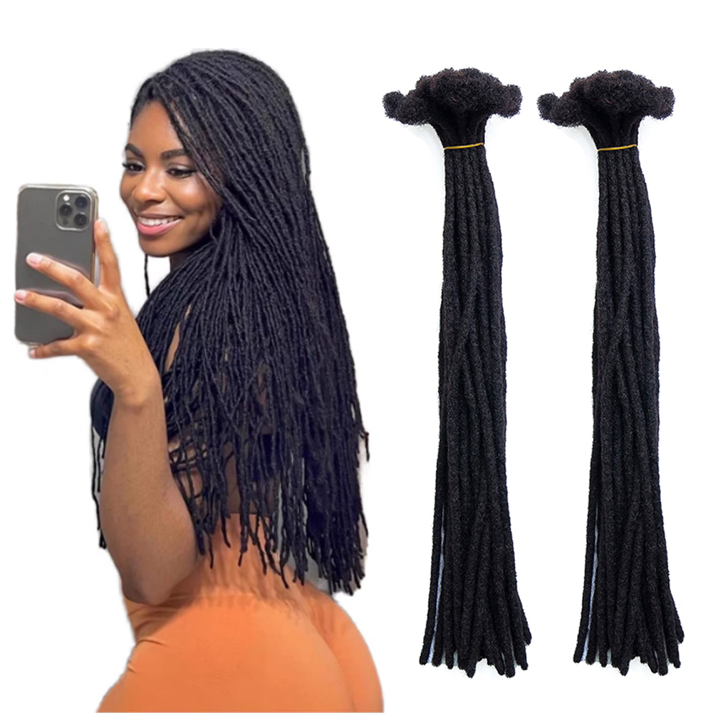 KAMA Wholesale 10 Strands Soft Remy Malaysian Human Hair Dreadlocks Crochet Straight Extensions for Black Women/Men Detail Section 2