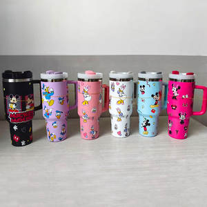 Vaso Infantil Personalizado con Asa y Tapa, Acero Inoxidable, Diseño de Dibujos Animados, Estampado de Animales, Taza Térmica - Product Image 1