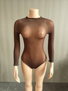 Viviblook Z0208BS Combinaison sexy pour femmes à manches longues très élastiques, combinaison transparente sexy - Product Image 4