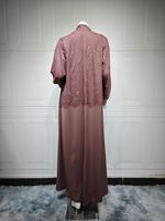 Abaya de mode avec foulard, en satin, bordure en dentelle douce, broderie à motifs moelleux, chemisier à manches longues, kimono ouvert, Abayas musulmanes