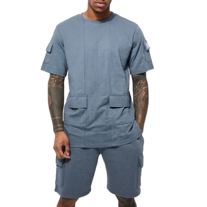 Conjuntos de pantalones cortos informales para hombre, novedad de verano al por mayor, ropa de marca, conjuntos de 2 piezas con camiseta de manga corta y chándal sólido para hombre - Product Image 1