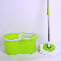 Ensemble serpillière ronde et seau essoreur pour nettoyage domestique, microfibre, manche télescopique en acier inoxydable, déshydratation à 70-80%, produit phare