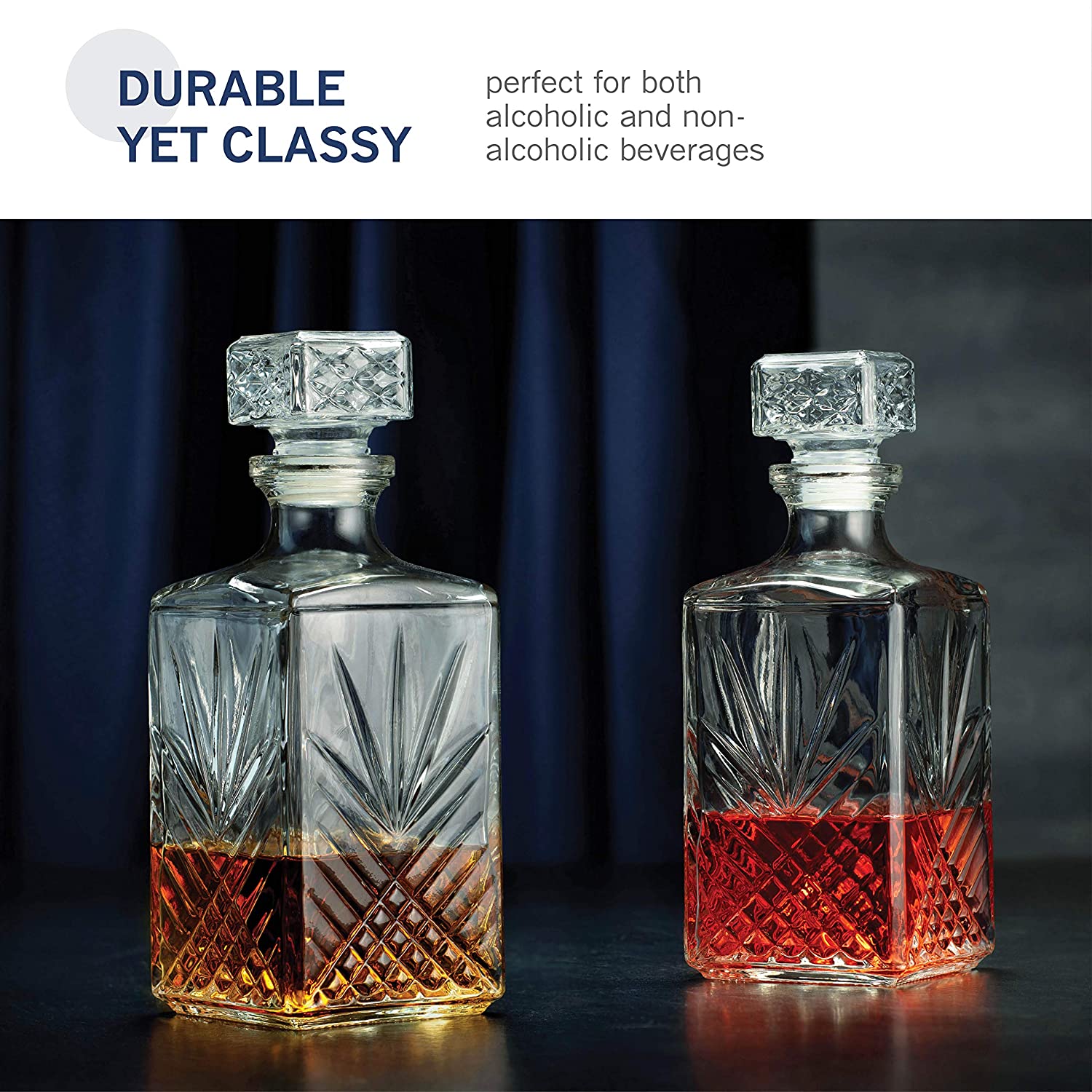 7-Piece Crafted Glass Decanter & Whisky Glasses Set Elegant Whiskey Decanter with Ornate Stopper