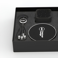Ensemble technologique promotionnel avec logo lumineux, haut-parleur sans fil 3-en-1, chargeur inductif, cadeau pour les salons professionnels, cadeau promotionnel de marque