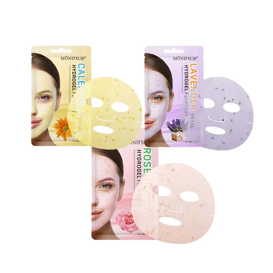 Mond'sub Oem Lavendel Petal Hydraterende Functionele Gezichtsmasker Hydraterende Kristal Collageen Korean Hydrogel Gezichtsmasker Vellen