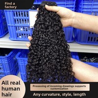 Extensiones de Cabello Rizado Permanente Tejidas a Mano de Una Sola Tira, Estilo Europeo y Americano, para Pelucas, de Shandong