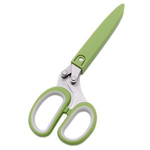 Kitchen Scissors Stainless Steel Five Layer Blade Green Handle For Home Use - Product Image 4