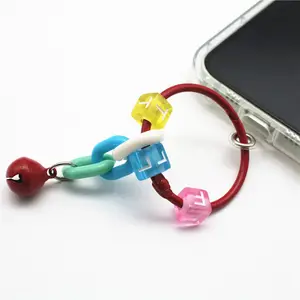 Chaîne à maillons en plastique acrylique, porte-clés, bracelet de téléphone fait à la main avec porte-clés pour femmes filles, sac à main/étui de téléphone pendentif accessoire