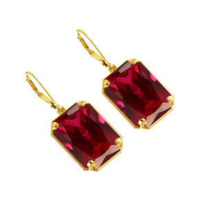 ต่างหูเงินแท้ชุบทองคำขาวประดับ<span class=keywords><strong>พลอย</strong></span><span class=keywords><strong>ทับทิม</strong></span>สีแดงทรงสี่เหลี่ยมผืนผ้า สไตล์วินเทจ สำหรับผู้หญิง งานแต่งงาน ลดราคาพิเศษ - Product Image 2