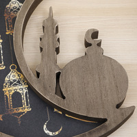 Décoration de table artisanale en bois doré et noir en forme de lune et d'étoile pour l'intérieur, thème Ramadan Moyen-Orient, pour l'Aïd musulman - Vente en gros