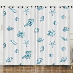 Rideaux Nautiques Costiers Décoratifs Océan Hippocampe Corail 50% Blocage de la Lumière Obscurcissement Marin Rideaux à Oeillets 2 Panneaux pour Chambre à Coucher - Product Image 6