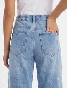 Jeans Cargo a Gamba Larga da <span class=keywords><strong>Donna</strong></span>, Blu Chiaro Lavato, Vestibilità Comoda, <span class=keywords><strong>Pantaloni</strong></span> in Denim Casual da Lavoro, Pronta Consegna USA - Product Image 5