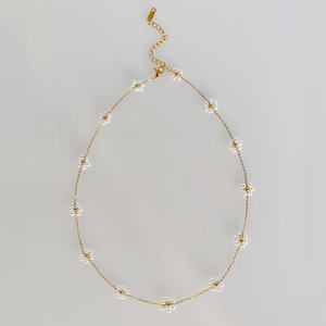 Conjunto de Collar y Pulsera de Cadena de Acero Inoxidable Chapado en Oro de 18k Resistente al Deslustre Joyería de Moda para Mujer con Delicada y Bonita Flor de Perla - Product Image 6