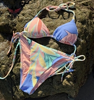 Mode Bloemenprint Stropdas Halter Badmode Vrouwen Buik Contral Tweedelig Plus Size Custom Bikini