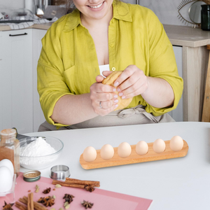Hot Selling Eco-Friendly Modern Wooden <b>Egg</b> Holder 6 Holes Bamboo Plate Tabletop Refrigerator <b>Storage</b> - Product Image 4