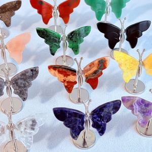 Vente en gros d'ailes de papillon en cristal naturel de haute qualité, matériaux mixtes, sculptures d'animaux en cristal de guérison pour cadeau et décoration - Product Image 2