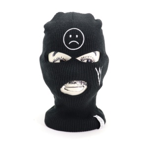 Passamontagna Sportivo in Acrilico Lavorato a Maglia per Uomo, con 1 2 3 Fori, Nero, con Logo Ricamato, Personalizzabile, Vendita all'Ingrosso - Product Image 6