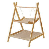 Hamac pour chat en bois personnalisé, lit pour chat à double couche avec tissu respirant, fournisseur de meubles pour animaux de compagnie OEM ODM