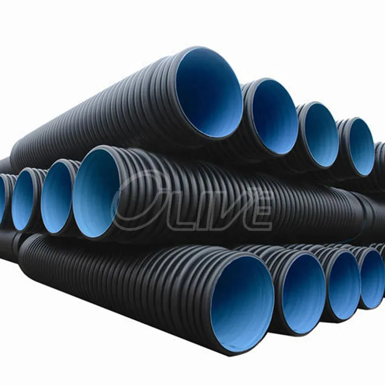 Büyük DN600 siyah pe hd 10 ayak çapı plastik drenaj hdpe boru fiyatları 18 12 inç plastik oluklu menfez borusu üretici
