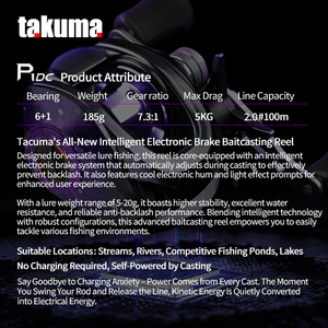 Carrete de Pesca TAKUMA P1DC Graphite con Freno Electrónico, Anti-Backlash, Lanzamiento Largo, 5KG de Arrastre Máximo, Resistente, para Pesca en Corrientes, OEM ODM - Product Image 5