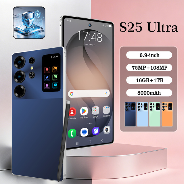 S25 Ultra Smartphone 6.9" 120Hz LCD Display Android 15 16GB 1TB 108MP 8000mAh MTK Dimensity Deca Core 5G Dual SIM Face ID GPS