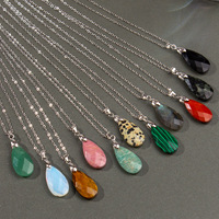 Collier pendentif goutte d'eau en cristal d'améthyste naturelle taillée vert or, best-seller en Europe, directement de l'usine