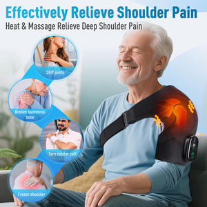 Sabuk pijat bungkus Bahu listrik dapat diisi ulang, pemijat penjepit bahu pemanasan dan getaran untuk pria dan wanita - Product Image 2