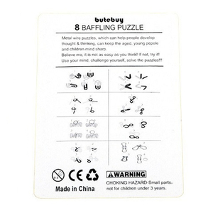 8 jeux/pack de puzzles chinois en métal, classiques, pour stimuler l'intelligence, jeux de réflexion magiques et énigmes pour enfants et adultes - Product Image 6