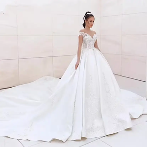 Abiti da <span class=keywords><strong>Sposa</strong></span> LY-WD1274 Vestidos De Novia Abito Nuziale in Raso con Ricami in Pizzo e Applicazioni Stile Principessa per Spose Taglie Forti - Product Image 5