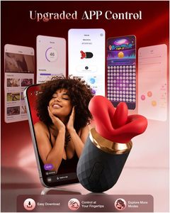 Vibrador de Lengua con Control por Aplicación, Juguetes Sexuales para <span class=keywords><strong>Mujeres</strong></span> y Parejas, con Agarre Ergonómico de Corte Diamante, Vibradores Anales y Clitorales de Lujo, Juguete Kiss Rose - Product Image 5