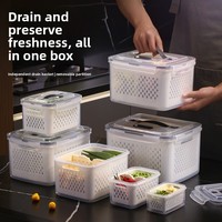 ARMADA AI Contenants de stockage de fruits en PP sans BPA, de qualité alimentaire, hermétiques, à compartiments double couche, avec couvercle rabattable et passoire, moulés par injection