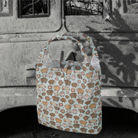 Sacs d'épicerie pliables et réutilisables ECO CHIC, légers, en PE recyclé, imperméables, pliables, motif de dessin animé, fermeture à bouton