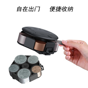 Boîte de rangement pour pièces de monnaie, mini boîte de rangement portable en ABS noir uni pour pièces de monnaie américaines et européennes, utilisation quotidienne - Product Image 4