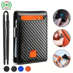 Portafoglio da uomo minimalista <span class=keywords><strong>di</strong></span> alta qualità nuovo vecchio stile RFID protetto in finta pelle PU porta biglietti da visita - Product Image 2
