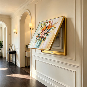 Copertura per Contatore Elettrico con Girasole Stile Art Déco, Decorazione Murale Personalizzabile in MDF, <span class=keywords><strong>Arte</strong></span> Murale per Nascondere la Scatola di Distribuzione Elettrica - Product Image 3
