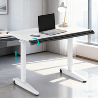 Bureau pliable ergonomique à double pied pneumatique réglable, design moderne en fer, garantie de 3 à 5 ans pour la maison, le bureau commercial