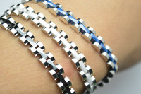 Personnalisation prix usine haute qualité bleu noir blanc céramique à facettes bracelet en acier inoxydable pour hommes bijoux