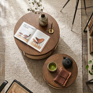 Tavolino <span class=keywords><strong>da</strong></span> Caffè Rotondo in Legno <span class=keywords><strong>Vintage</strong></span> Durevole per Interni, Adatto per Casa di Campagna, Villa, Patio, Giardino e Balcone - Product Image 4