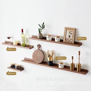 Solid Wood Wall Mounted <b>Shelf</b> 30 60 90 120cm 4 Layers Multipurpose Storage <b>Rack</b> For Living Room Bedroom - Product Image 4