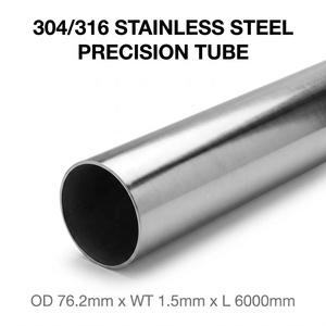 Tubería de Acero Inoxidable 304 316 Brillante, Recocida, Diámetro Exterior 76.2mm x 1.5mm, <span class=keywords><strong>ISO</strong></span> 9001 <span class=keywords><strong>EN</strong></span> <span class=keywords><strong>10204</strong></span> 3.1 MTC, Laminada <span class=keywords><strong>en</strong></span> Frío de Precisión - Product Image 1