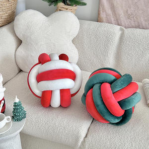 بيع بالجملة فريدة من نوعها نوردي مخطط عقدة الكرة أريكة الزخرفية وسادة المنسوجة الكرة وسادة لغرفة المعيشة أريكة عيد الميلاد ديكور المنزل - Product Image 2