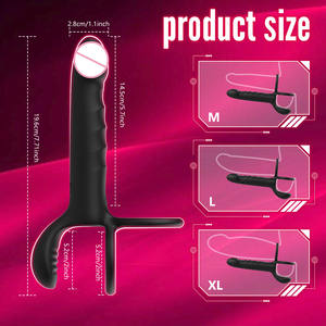 Vibratore a Forma di Pene con Anello di Bloccaggio Tre-in-Uno e 10 Modalità di Vibrazione per Stimolazione Prostatica, Punto G e Clitoridea - Product Image 3