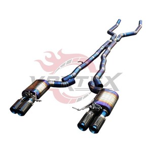 Échappement arrière Vortex Blue Titanium pour BMW F06 F12 F13 640i 650i Système Valvetronic avec X-Pipe et embouts en fibre de carbone quadruples - Product Image 2